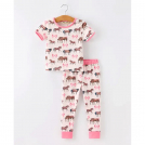 Girls Western Horse Bow Print Pajamas Set