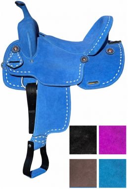 Blue Ridge Suede Deep Seat Barrel Saddle with Buck Stitch: Chicks ...