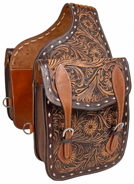 Rugged Ride Floral Tooled Leather Saddle Bag with Buckstitching: Chicks ...
