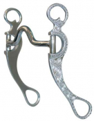 FG Collection Engraved Aluminum Medium Port Shank Bit With Sweet Iron Mouth And Copper Inlay