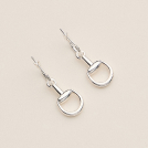 18K Gold Plated Equestrian Bit Charm Hoop Earrings - Silver Tone
