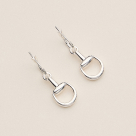 18K Gold Plated Equestrian Bit Charm Hoop Earrings - Silver Tone