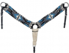 Tough-1 Wool String Breast Collar - Navy/Grey/Turquoise