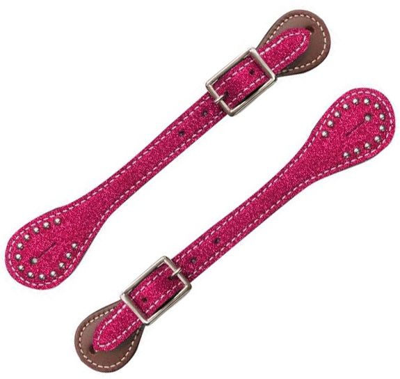 Pkg Deal:Youth Western Star Spurs & Spur straps-Sparkly Glitter Pink Purple Teal 