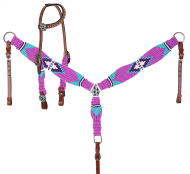 New! Showman Starlight Hide One Ear Headstall and Breastcollar Set