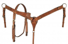 Showman Light Oil Browband Headstall And Breast Collar Set With Floral Tooling