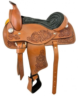 Cordura Youth Pony Saddle with Horse Head Design Smooth Seat 12" 3 Colors NEW 