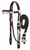 Royal King V Browband Silver Show Headstall And Reins Set - Dark Oil