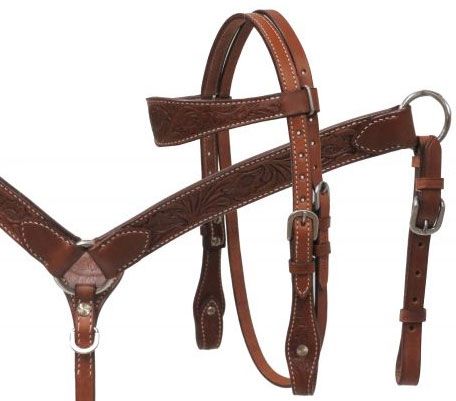 thumbnail image 2 of SHOWMAN Western Leather Horse Tack Set – Brown, Doubled & Stitched, Full Size 2 of 5