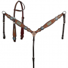 Showman Diamond Bloom One Ear Headstall and Breast Collar Set