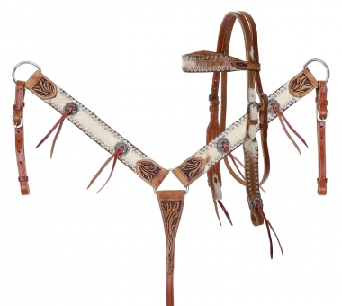 Mua Horse Western Basket Weave Tooled Leather Bridle Breast Collar Tack Set 78RS0311 trên Amazon