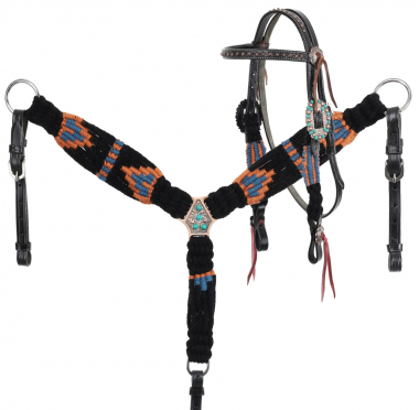New! Showman ® Mini/ Small Pony Nylon headstall and breast collar set with crystals.
