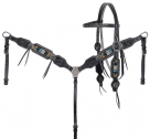 Showman Sacred Feather Beaded Browband Headstall and Breastcollar Set