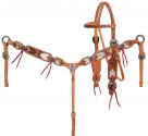 Showman Woodland Hide Browband Headstall and Breastcollar Set