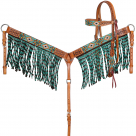 Showman Sunfire Mesa Beaded Browband Headstall and Breast Collar Set With Matching Reins
