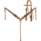 Showman Leather Everglade Browband Headstall and Breastcollar Set with Gator Inlay