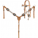 Showman Cowhide Overlay Southern Belle Browband Headstall and Breastcollar Set