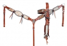 Showman Cowhide Inlay Browband Headstall, Breast Collar, And Reins Set With Rawhide Lacing
