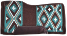 Showman 34 x 36 Teal And Brown Cross Design Memory Felt Bottom Saddle Pad