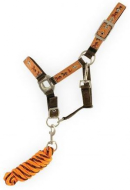 *Showman ® Pony Dark leather show halter with lead. main image 0