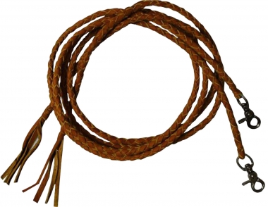 Western ROPING REINS 7' Long x 1/2" Round BRAIDED LEATHER with Scissor Snap Ends 