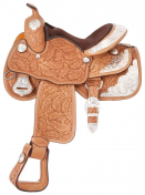 Silver Royal-Royal Oak Youth/Pony Silver Show Saddle - Classic Silver Trim -12 Inch