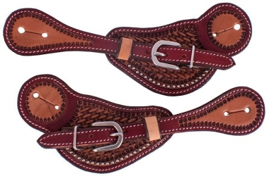 New! Showman Men's Sacred Sierra Argentina Cow Leather Spur Straps
