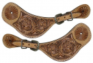 Showman Leather Floral Design Spur Straps