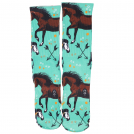Teal Horses Crew Socks