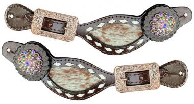 New! 31008G - Leather Hair on Cowhide Youth / Ladies Spur Straps