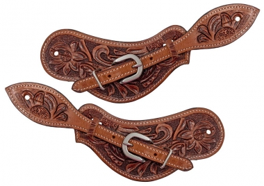 Rugged Ride Floral and Leaf Tooled Spur Straps: Chicks Discount Saddlery