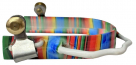 Showman Serape Stripes Print Overlay Stainless Steel Ladies Bumper Spurs - Pair