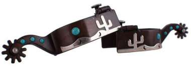 Vntage par of Western Spurs wth Leather Spur Straps | Leather spur