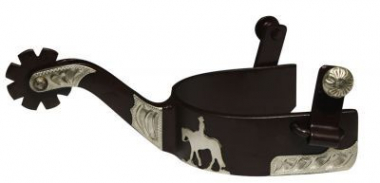 Vntage par of Western Spurs wth Leather Spur Straps | Leather spur