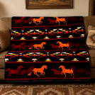 Running Horse Reversible 2 Ply Blanket  – Black - 50 X 60 Inch