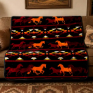 Running Horse Reversible 2 Ply Blanket  – Black - 50 X 60 Inch
