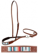 Showman Serape Inlay Leather Tooled Noseband And Tie Down Strap