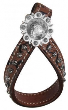 Showman TIE DOWN KEEPER 4" Long Brown Filigree Leather