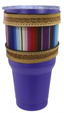 Showman Purple 30 Ounce Insulated Tumbler With Removable Leather Serape  Inlay Sleeve