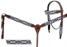 Rugged Ride Browband Headstall And Breastcollar Set With Overlay - Blue Aztec