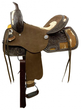 Jahrgang braun Ler Western Pferd Sattel mit Steigbügel und