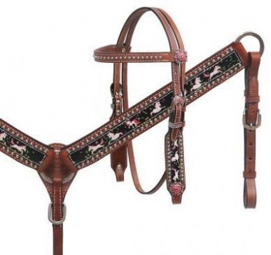 Western Pony size Horse Tack Set Bridle Breast Collar w/ Crystal Rhinestones 
