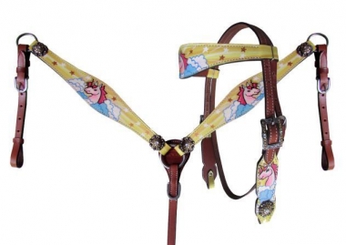 Western Pony Size Horse Tack Set Bridle Breast Collar W Crystal Rhinestones 
