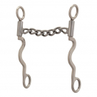 Weaver Pro Series Long 8-1/4 in Shank Cheek Brushed Stainless Sweet Iron Chain - 5 inch