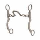 Weaver Pro Series Short 6-1/2 inch Cheek Brushed Stainless Sweet Iron Chain with Port - 5 inch mouth