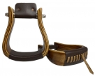 Showman  Polished Mahogany Wood Stirrups - 5 1/4 Inch Wide
