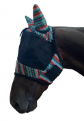 Rugged Ride Pleated Fine Mesh Fly Mask With Ears - Serape Cow