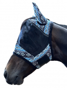 Rugged Ride Pleated Fine Mesh Fly Mask With Ears - Blue Southwest