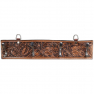 Showman Floral Tooled Leather Wall Hook Rack - Dual Hooks