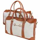 Faux Leather Canvas Snaffle Bit Equestrian Duffel Handbag